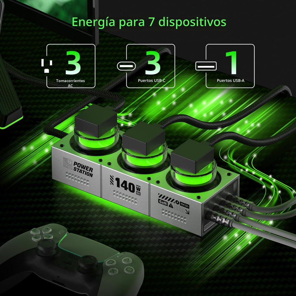 Estación de carga de escritorio E-Tank 7 en 1, cargador USB-C de 140