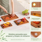 Tabla de cortar de bambú de 3 piezas, juego de tablas de cortar de madera