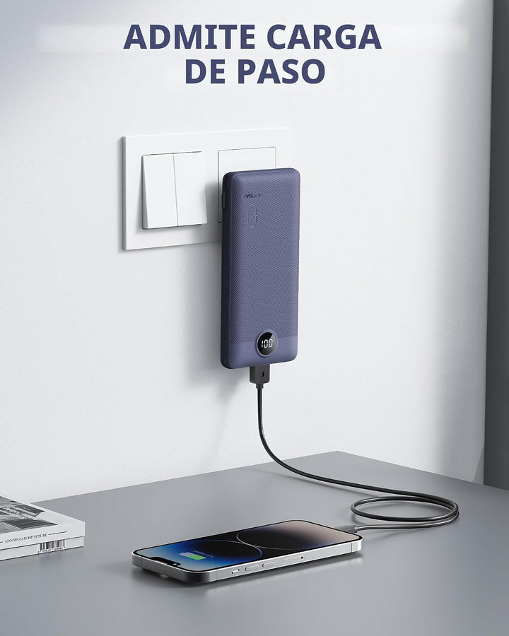 VRURC Cargador portátil con cables integrados y enchufe de pared de...