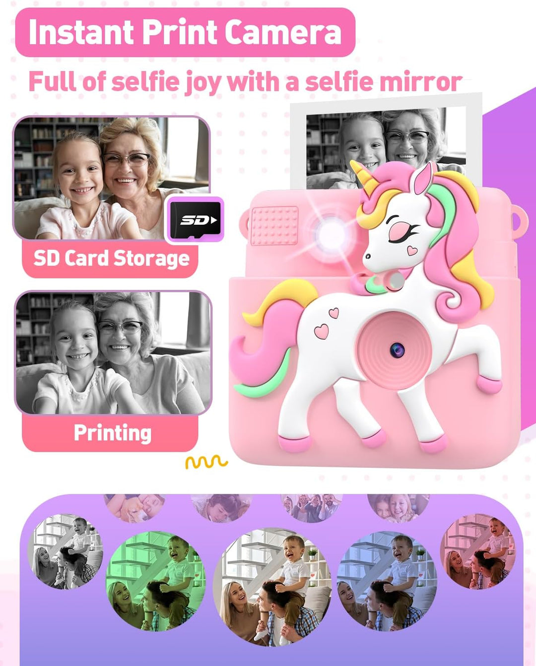 Cámara de impresión instantánea para niños con cubierta de silicona...