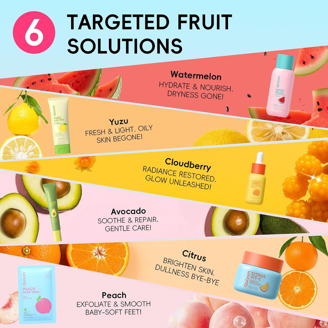 QUIYUM Set de regalo para el cuidado de la piel de frutas, rutina d...
