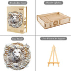 Rompecabezas de madera para adultos, rompecabezas de madera de león de papel 3D de 295 piezas, rompecabezas de madera con forma de animal único, rompecabezas desafiantes de madera para