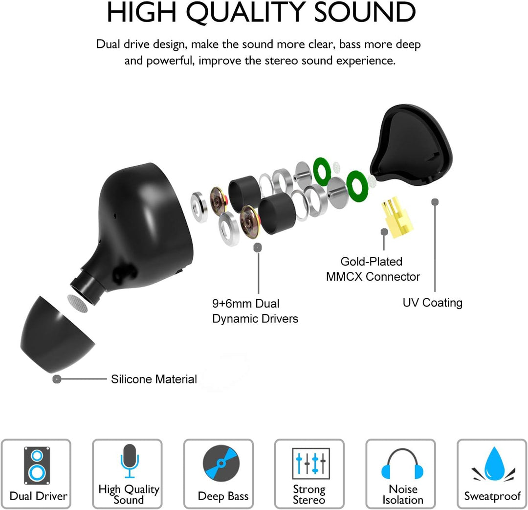 DCMEKA Auriculares con monitor intrauditivo, auriculares estéreo Hi...