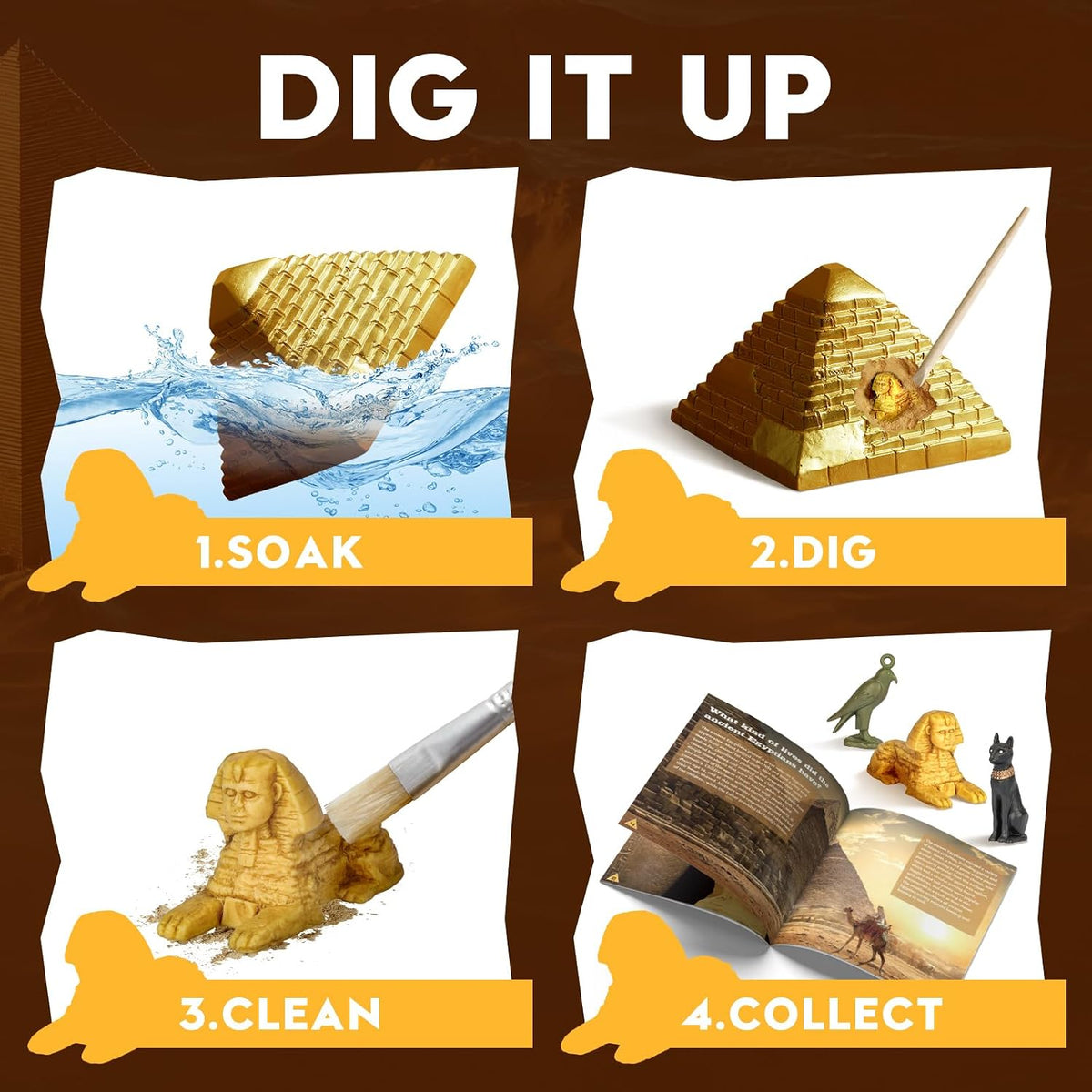 Kit de excavación de pirámide de patata con piano, 12 tesoros y momia del