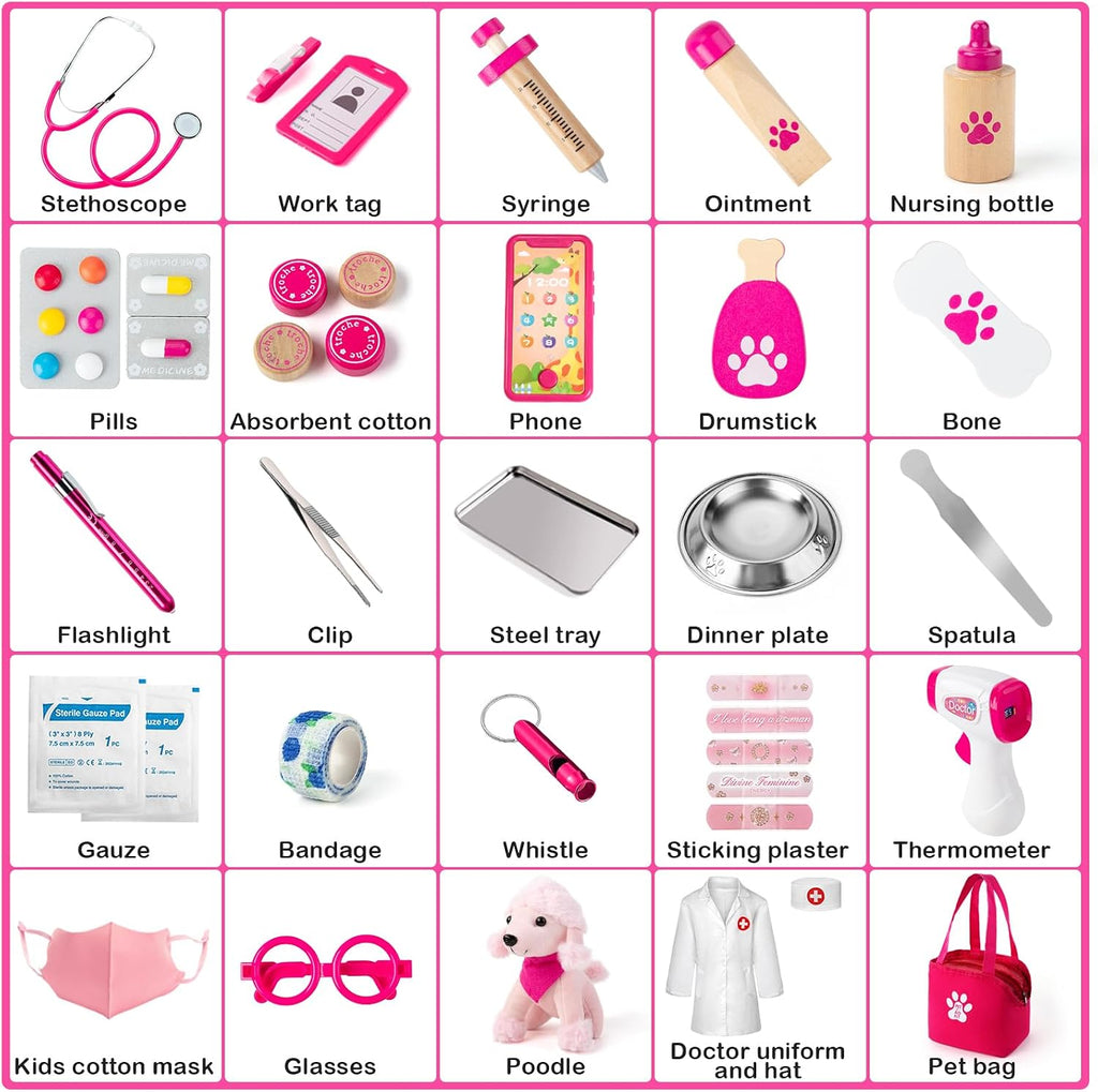 EFO SHM Kit de Doctor de Juego para Pretender para Niñas, Set de Veterinario para Niños