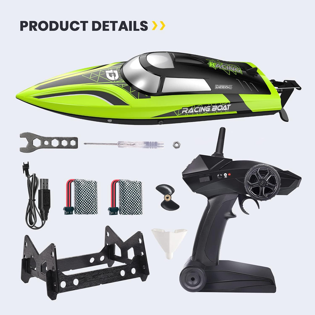 DEERC Barco RC con luz LED, más de 30 minutos, barco de control rem...