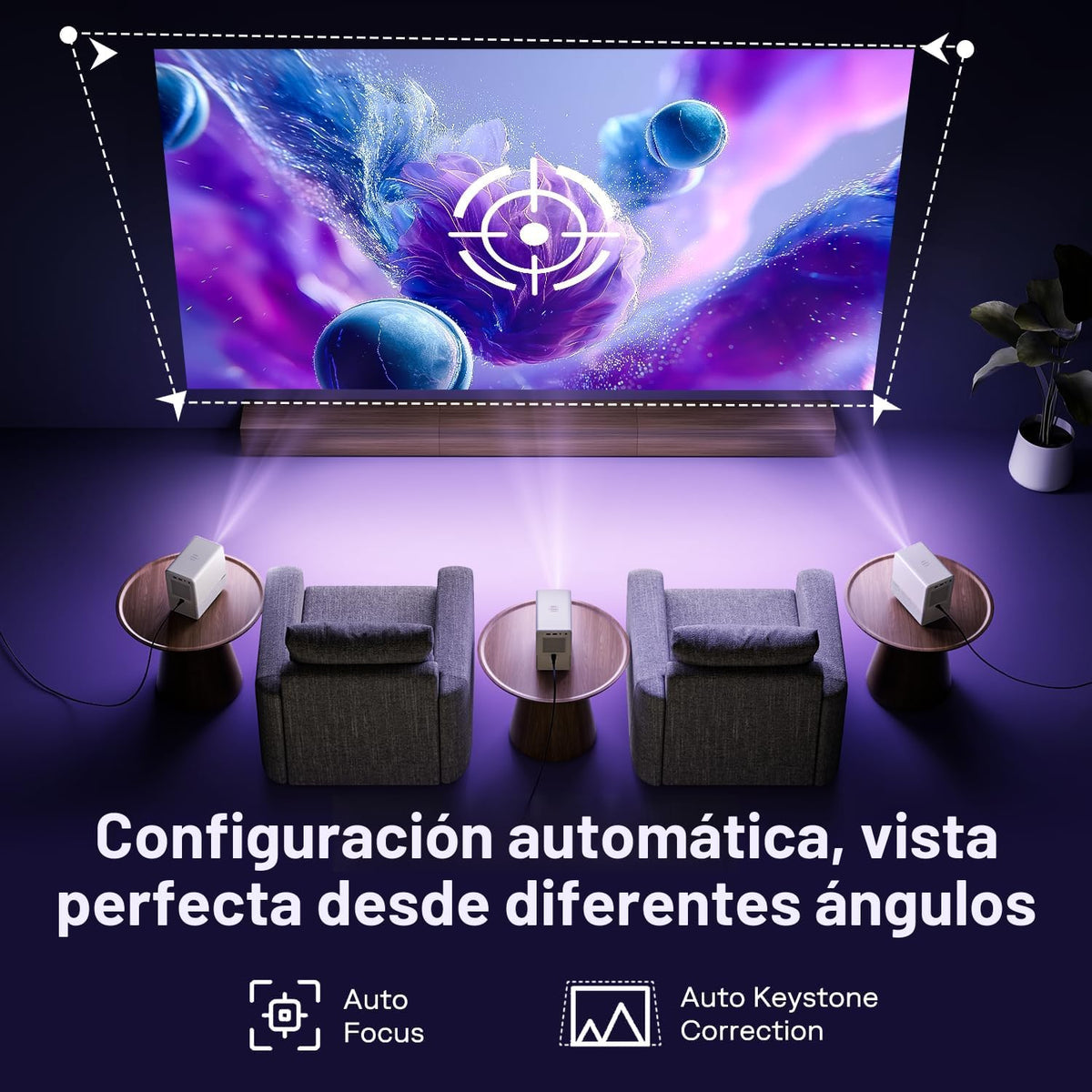 Aurzen Roku - Proyector inteligente para TV con Wifi y Bluetooth, D...