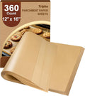 360 hojas de papel pergamino resistentes de 12 x 16 pulgadas para hornear