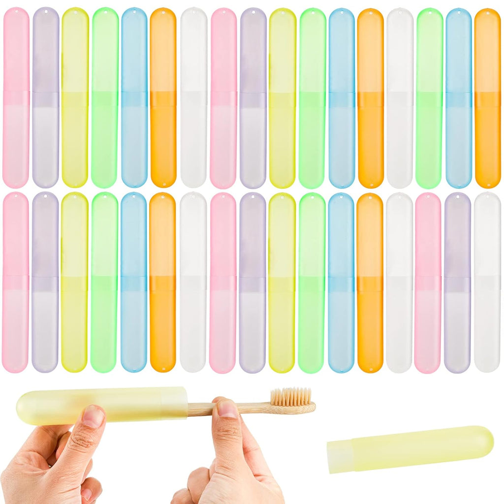 Hedume Estuche para cepillos de dientes de viaje de 35 piezas, 7 colores, portátil