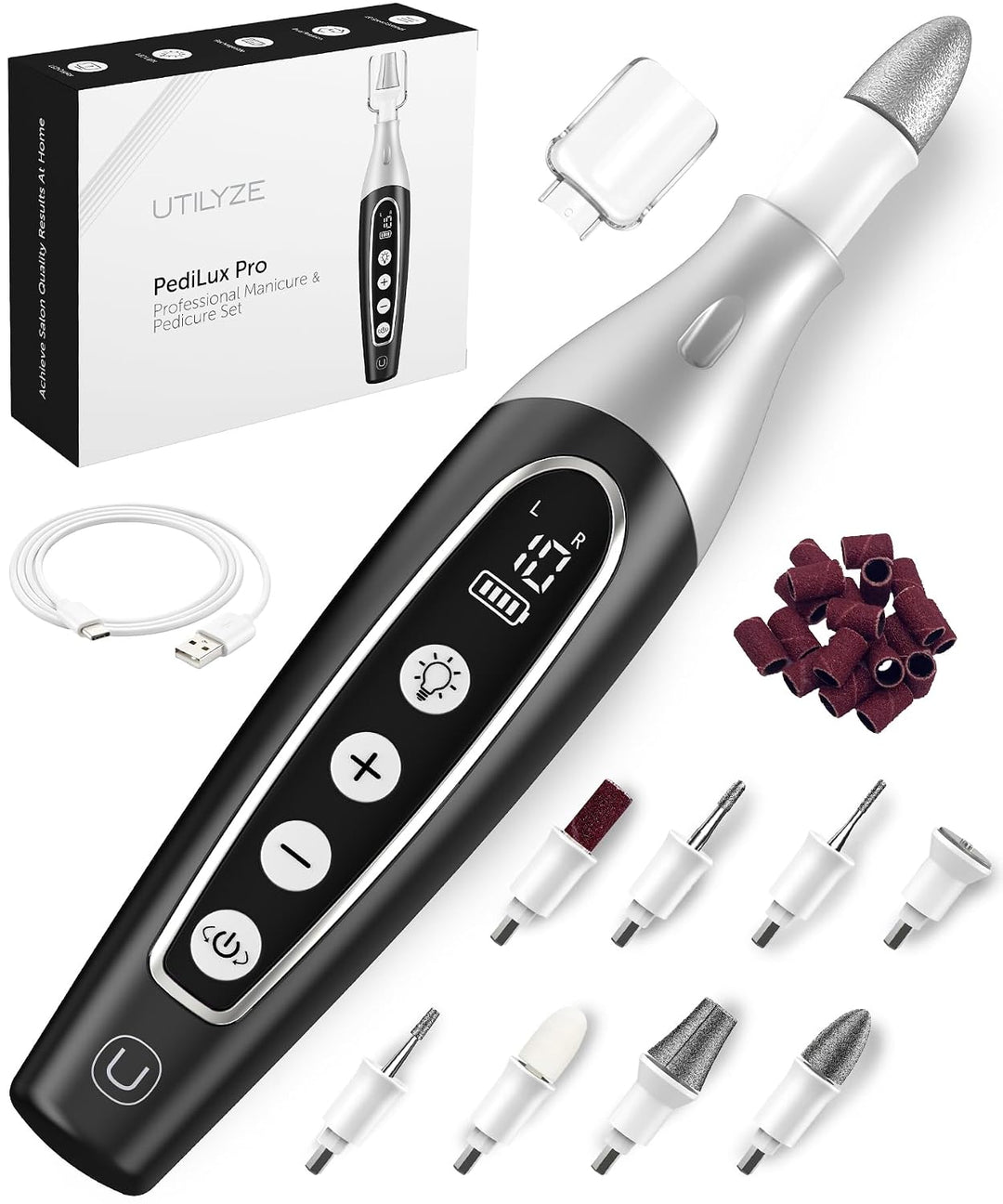 UTILYZE PediLux Pro - Kit profesional de manicura y pedicura, amola...
