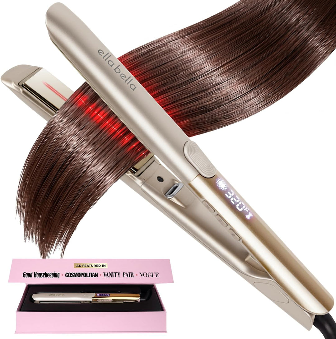 ELLA BELLA® Plancha de titanio para el cabello (con infrarrojos) \u...