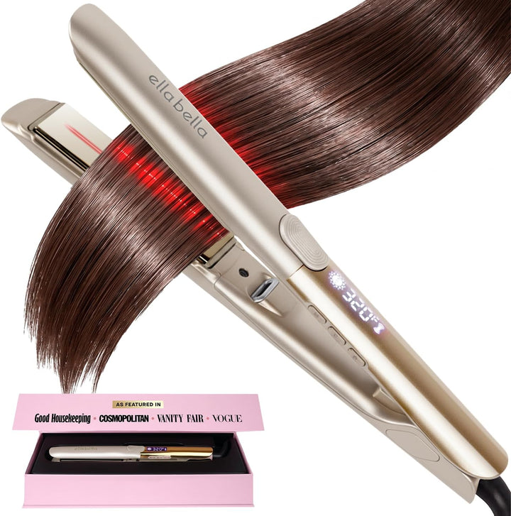 ELLA BELLA® Plancha de titanio para el cabello (con infrarrojos) \u...