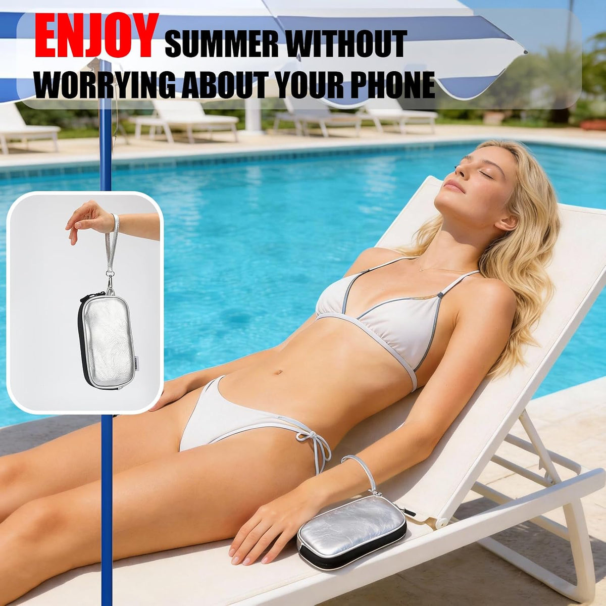 Bolsa térmica de refrigeración para teléfono para playa y piscina, bolsa de enfriamiento para iPhone con 2 paquetes de gel reutilizables que evita el sobrecalentamiento del teléfono para el