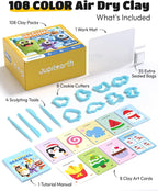 JUPITEARTH 164 Pcs Air Dry Clay Kit, 108 Colors Modeling Clay para Kids