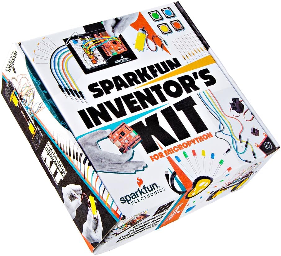 SparkFun Kit de Inventor para MicroPython - SIK - RP2350 IoT RedBoard - 5 proyectos guiados (16 circuitos) con sensores - OLED - Motores - Construcción de robots - Kit STEM sin soldadura