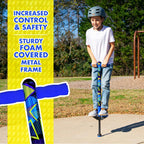 Flybar Jolt Pogo Stick para niños, perfecto para principiantes con marco de metal cubierto de espuma, asas y acolchado, almohadillas antideslizantes para los pies, punta ancha, juguete activo al aire