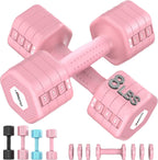 JOROTO Set de Mancuernas Ajustables 5 en 1, Par Ajustable 8LB/11LB para Mujeres en Casa, Bloqueo Dual 1s-Adjust Estable con Mango Suave TPE, Gimnasio en Casa, Rehabilitación, Pilates, Yoga, Entrenamiento de Fuerza