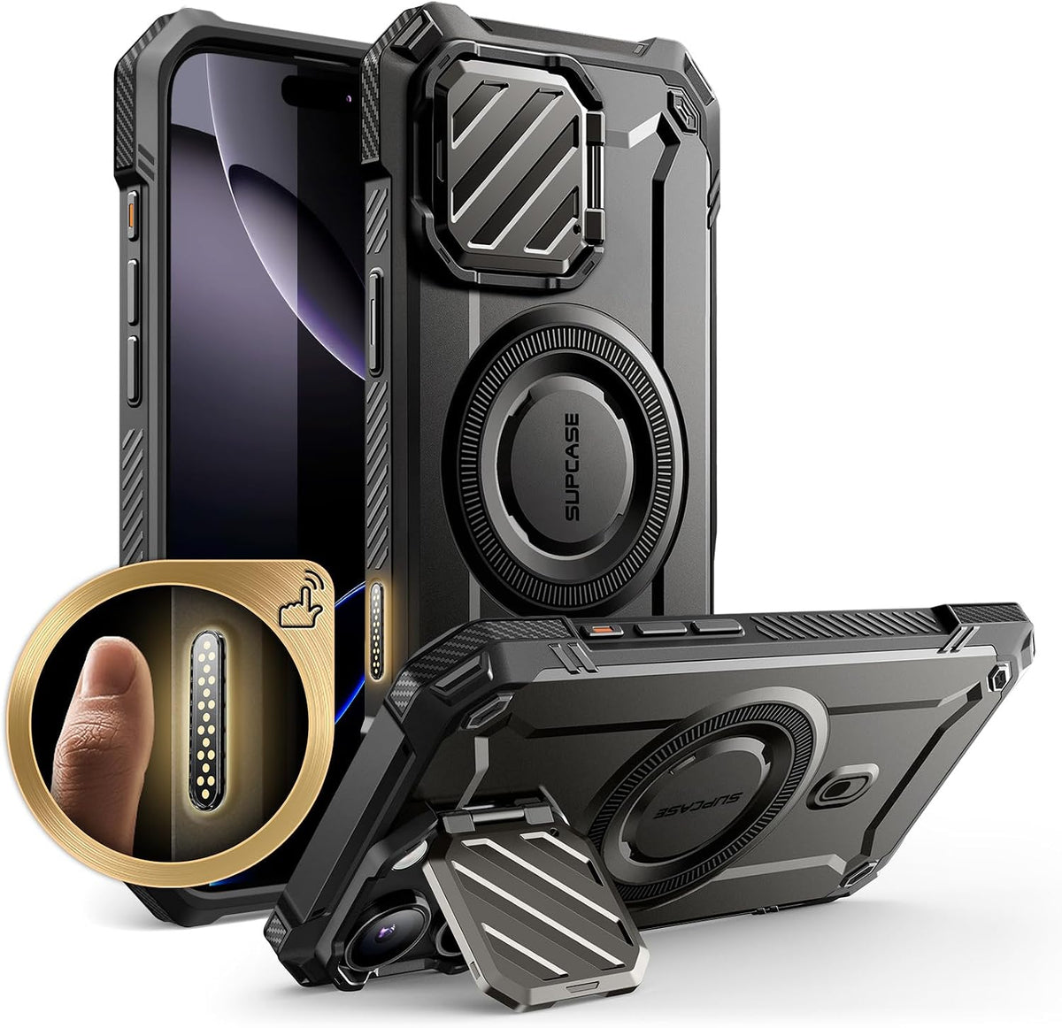 SUPCASE Paquete para iPhone 16 Pro Max Case MagXT y MagSafe Wallet (negro)