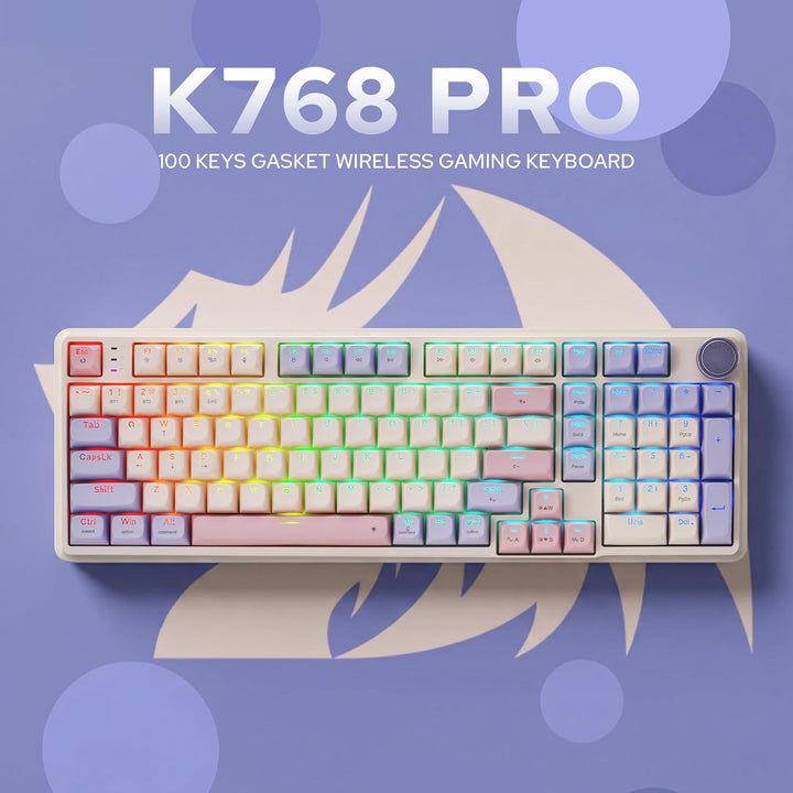 Redragon K768 PRO - Teclado para juegos RGB con junta inalámbrica d...