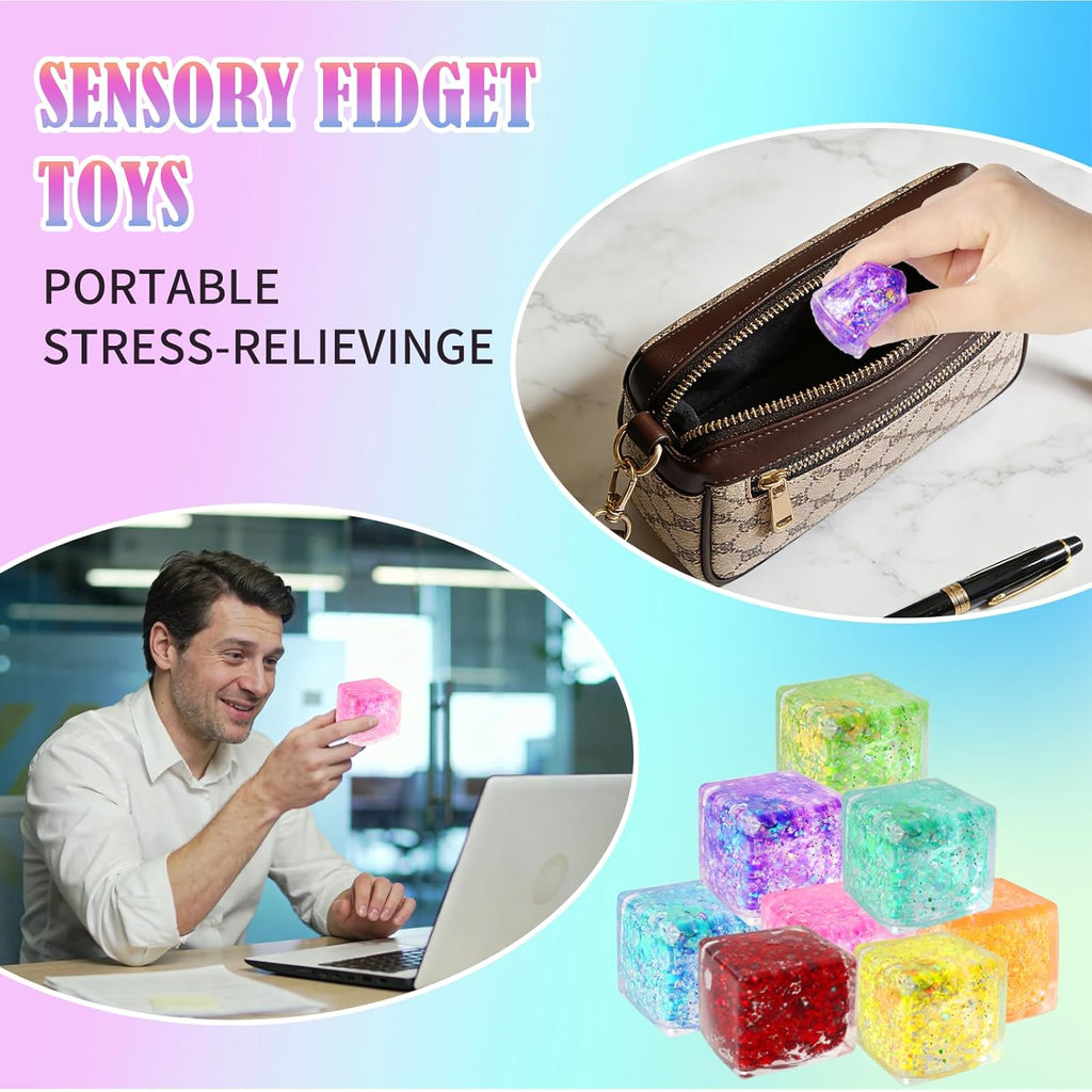 Pack de 24 Cubos 3D de pressión lenta Squishy, Cubos de estrés para adultos