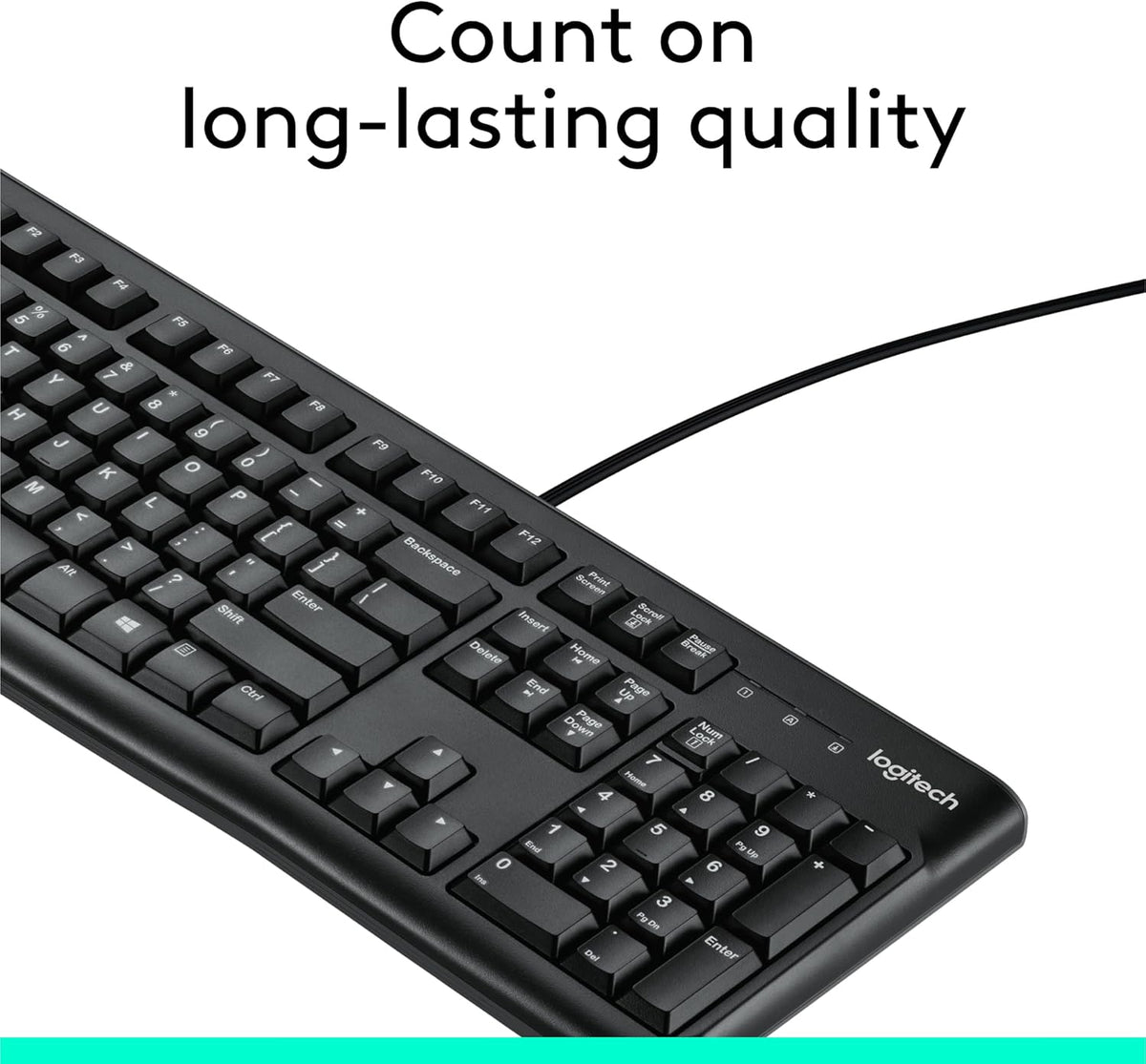 K120 teclado ergonómico de escritorio con cable USB negro