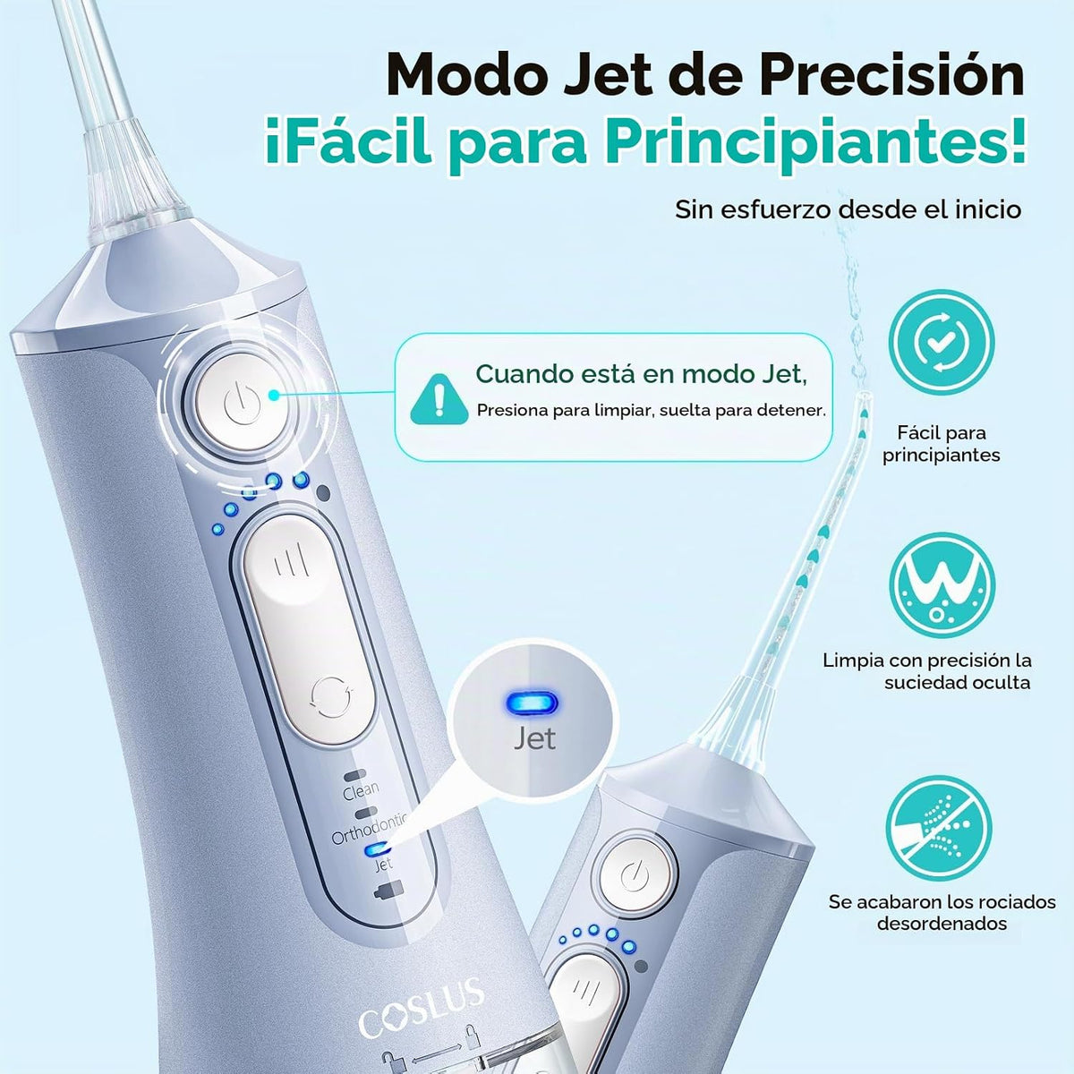 COSLUS - Irrigador de agua portátil para dientes: 3 modos y 6 ajust...
