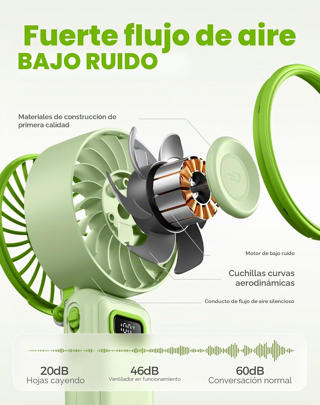 Diveblues Ventilador turbo portátil, ventilador de mano de 100 velo...