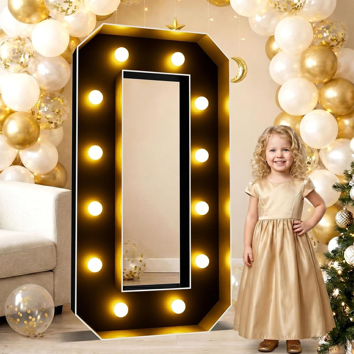 Ledido Números iluminados de marquesina negra de 4 pies 0, fácil de montar, números de marquesina blanca cálida de 4 pies de alto para eventos en interiores y exteriores, número grande iluminado para