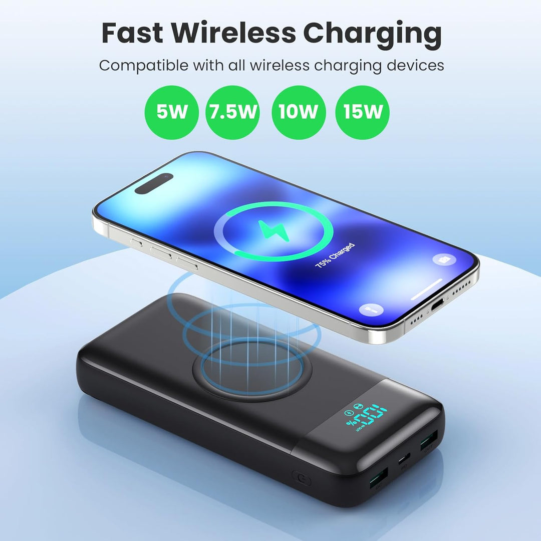 Cargador portátil inalámbrico de 40800 mAh con 3 cables integrados,...