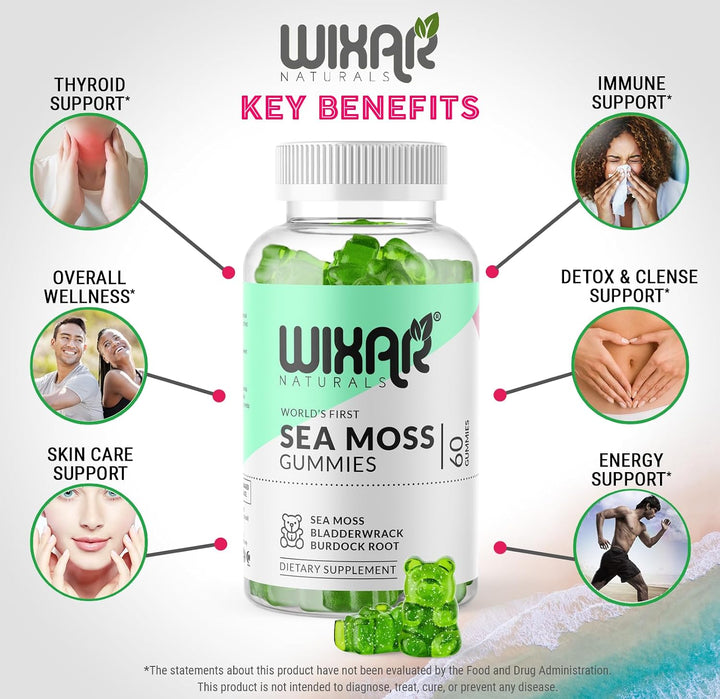WIXAR NATURALS Gomitas de musgo marino \u2013 Musgo marino irlandés...