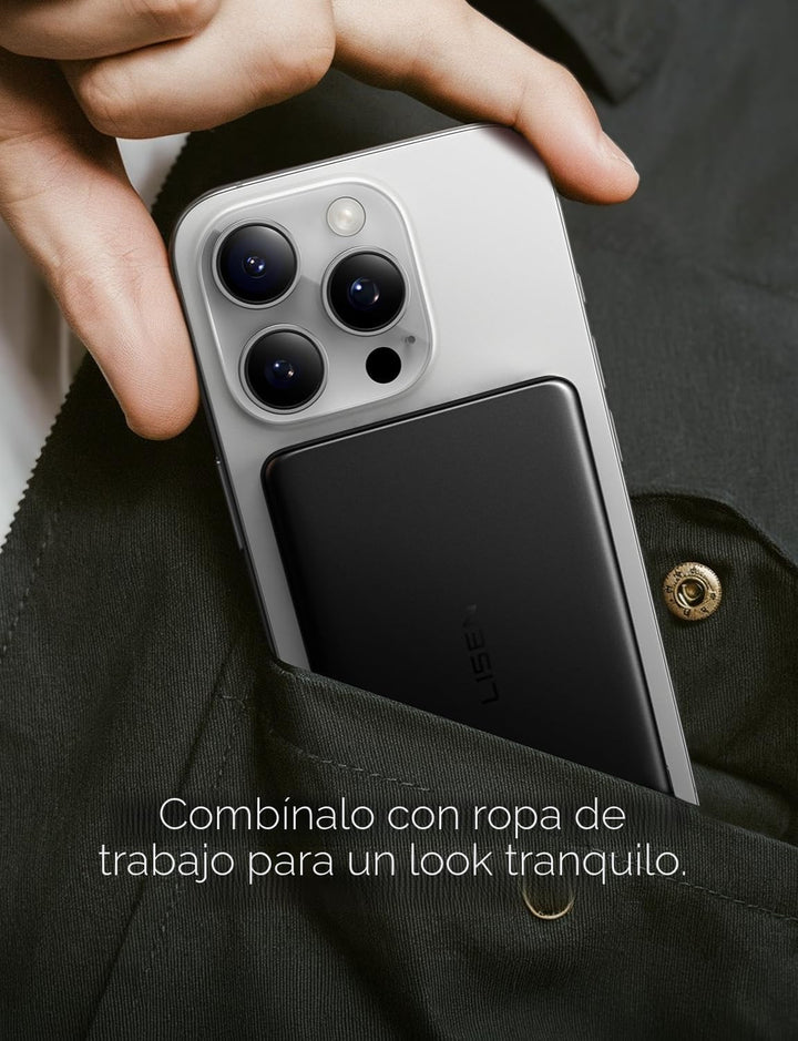 LISEN Qi2 - Batería MagSafe ultra delgada de 15 W, cargador de bate...