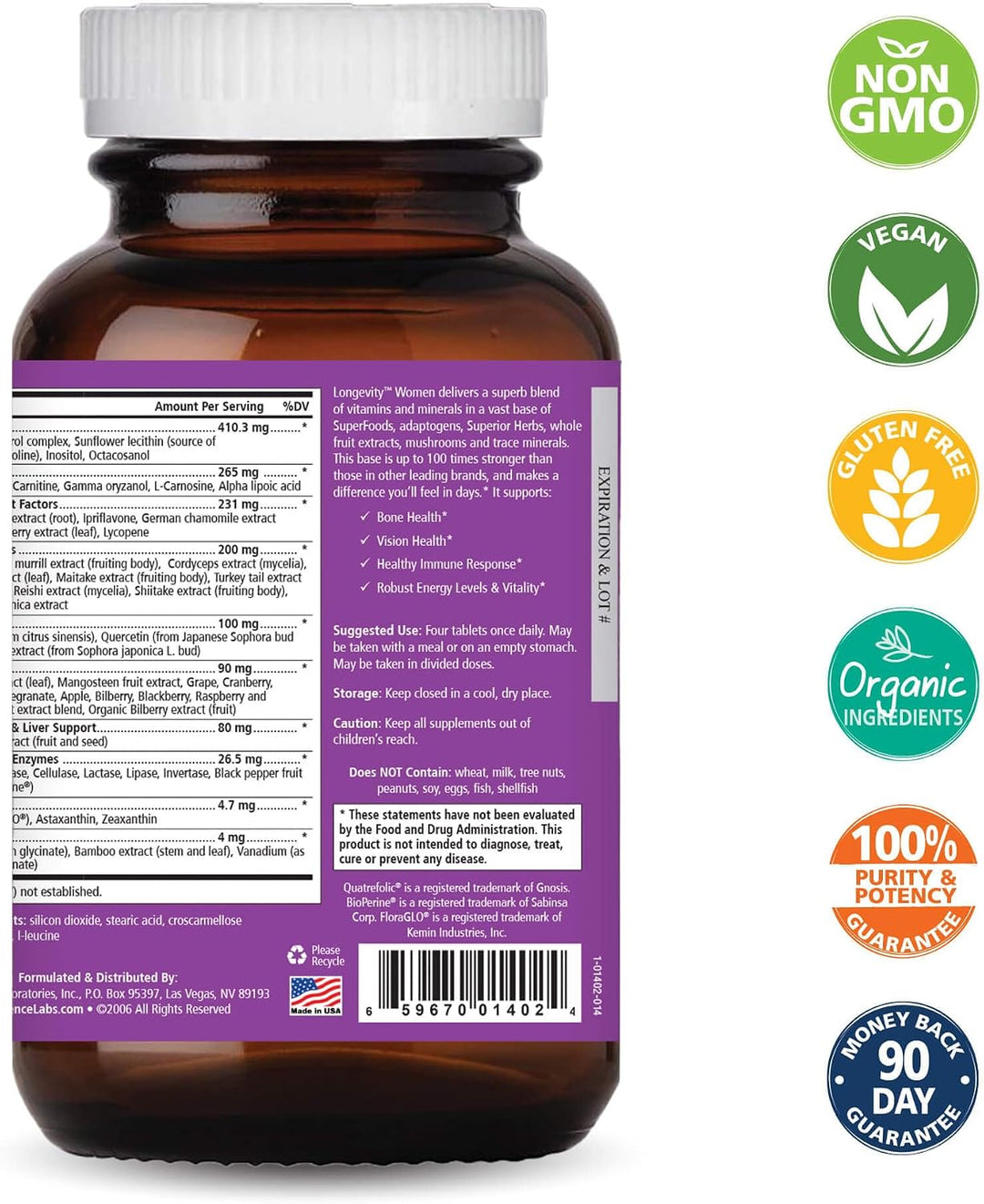 Pure Essence Longevity - Multivitamínico para mujeres mayores de 40...