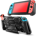 Mumba Funda protectora para Nintendo Switch 1 (versión 2017), [Battle Series] [Soporte integrado] Funda de agarre resistente para consola Nintendo Switch con cómodos agarres acolchados (negro)
