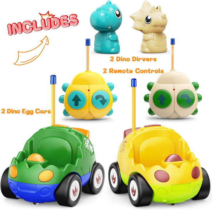 Kidz do Paquete de 2 autos a control remoto de dinosaurios para niñ...