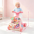 CUTE STONE Andador de bebé 2 en 1 para niñas, andador de aprendizaje para niños pequeños, juguetes educativos tempranos para empujar y caminar con centro de actividades desmontable para bebés de 12+