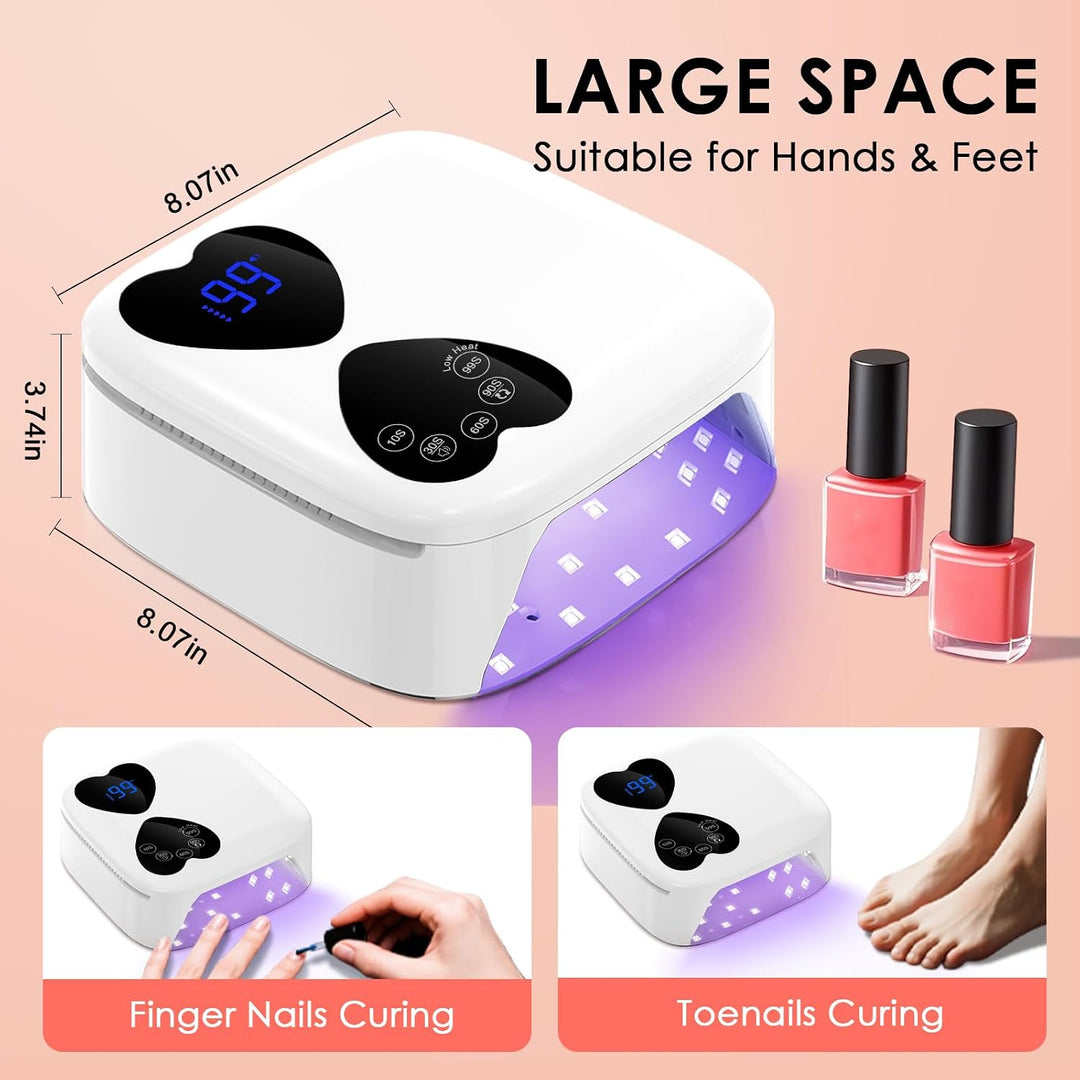 HUITINE - Lámpara de uñas LED UV, inalámbrica, 80 W, recargable, lu...