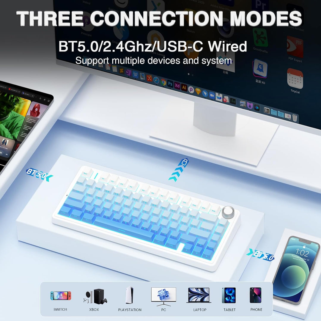 AULA F75 Pro Teclado mecánico inalámbrico, teclado personalizado in...