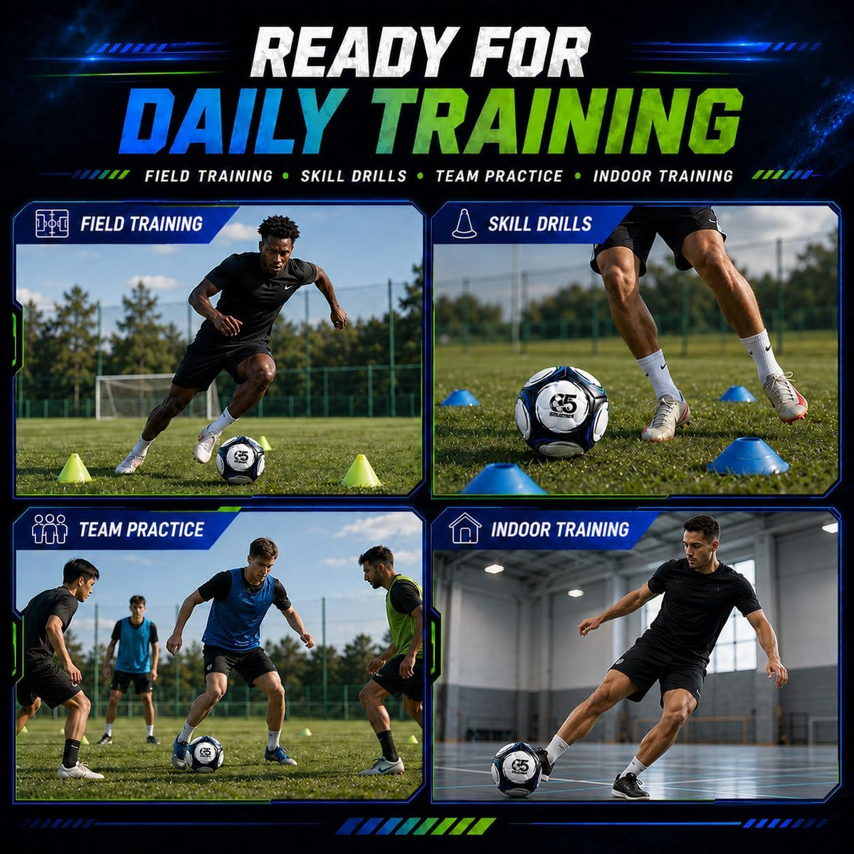 Balón de Fútbol Talla 5 Talla 4 con Bomba, Balón de Entrenamiento Durable para Interior y Exterior