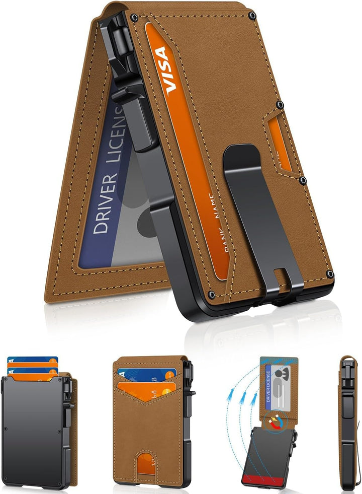 Cartera para hombres, cartera minimalista para hombres de 9-13 tarj...