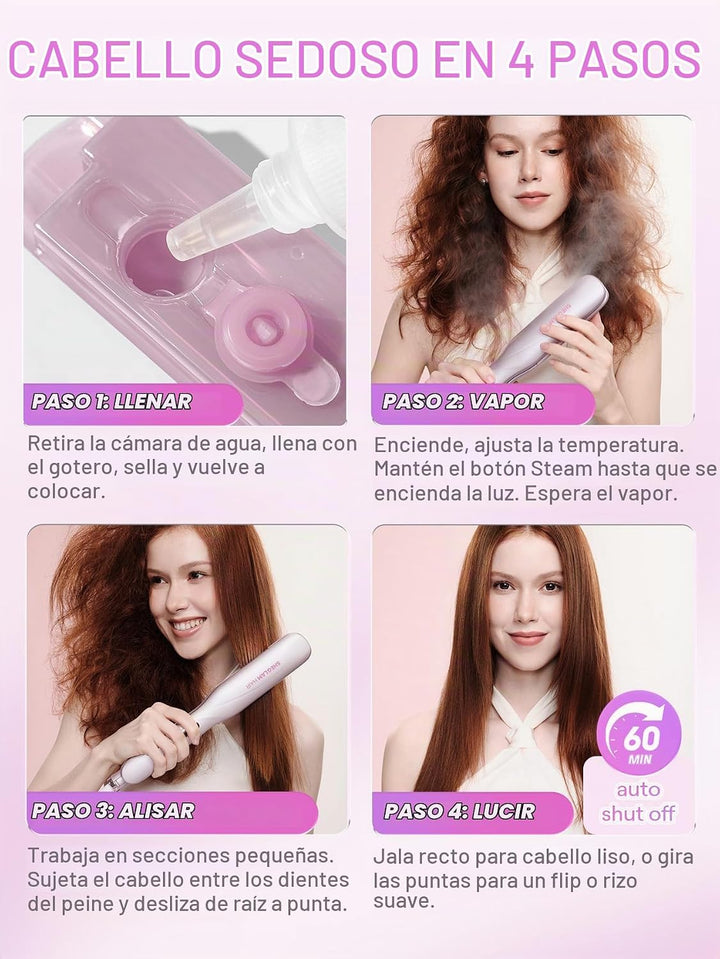 SHEGLAM Steam Flat Iron Hair Straightener 1.5" Ceramic Flat Iron wi...