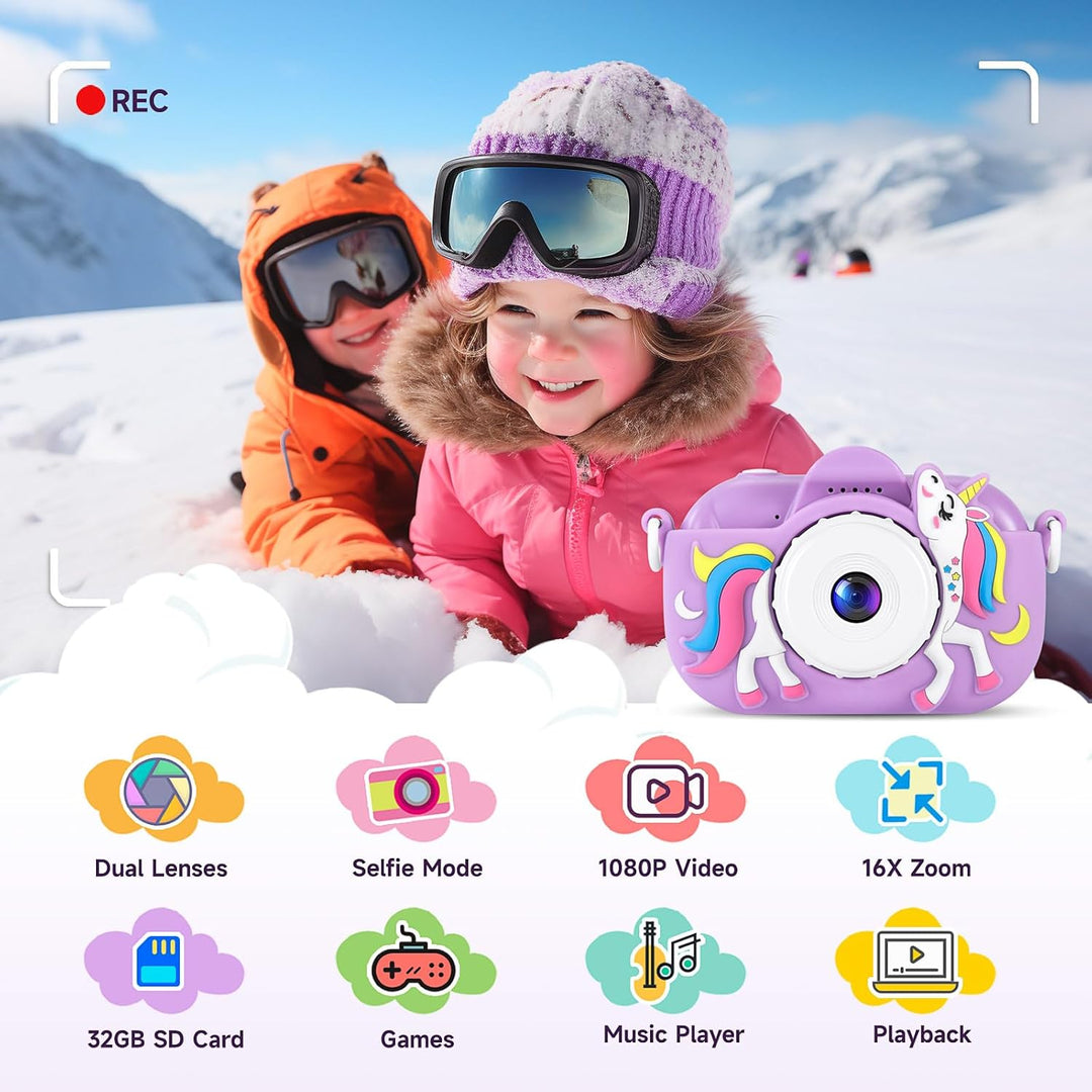 MAVOKIS Cámara digital para niños de 3 a 8 años, cámara 1080P para...