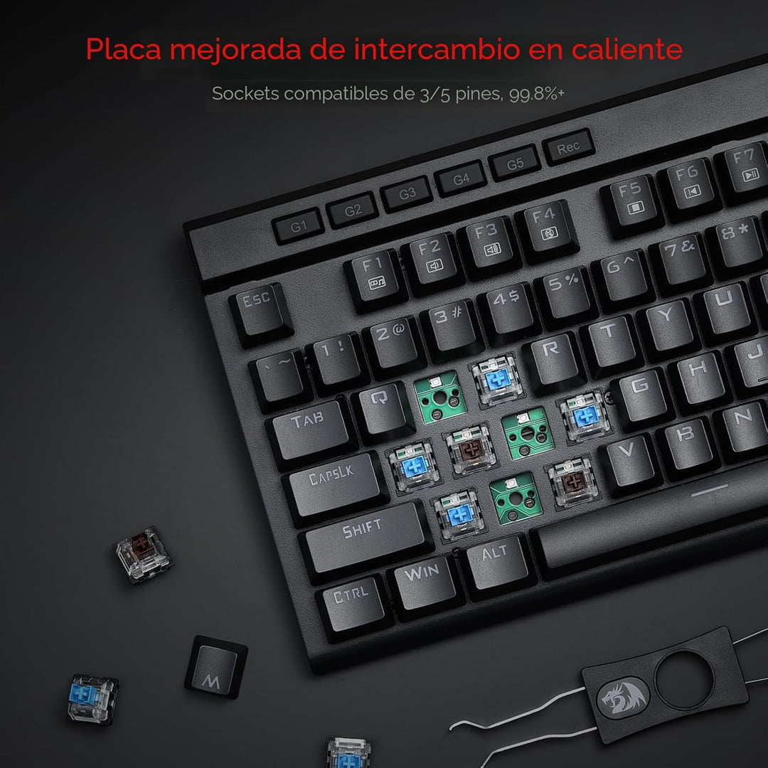 Redragon K580 VATA RGB LED - Teclado mecánico para juegos con retro...