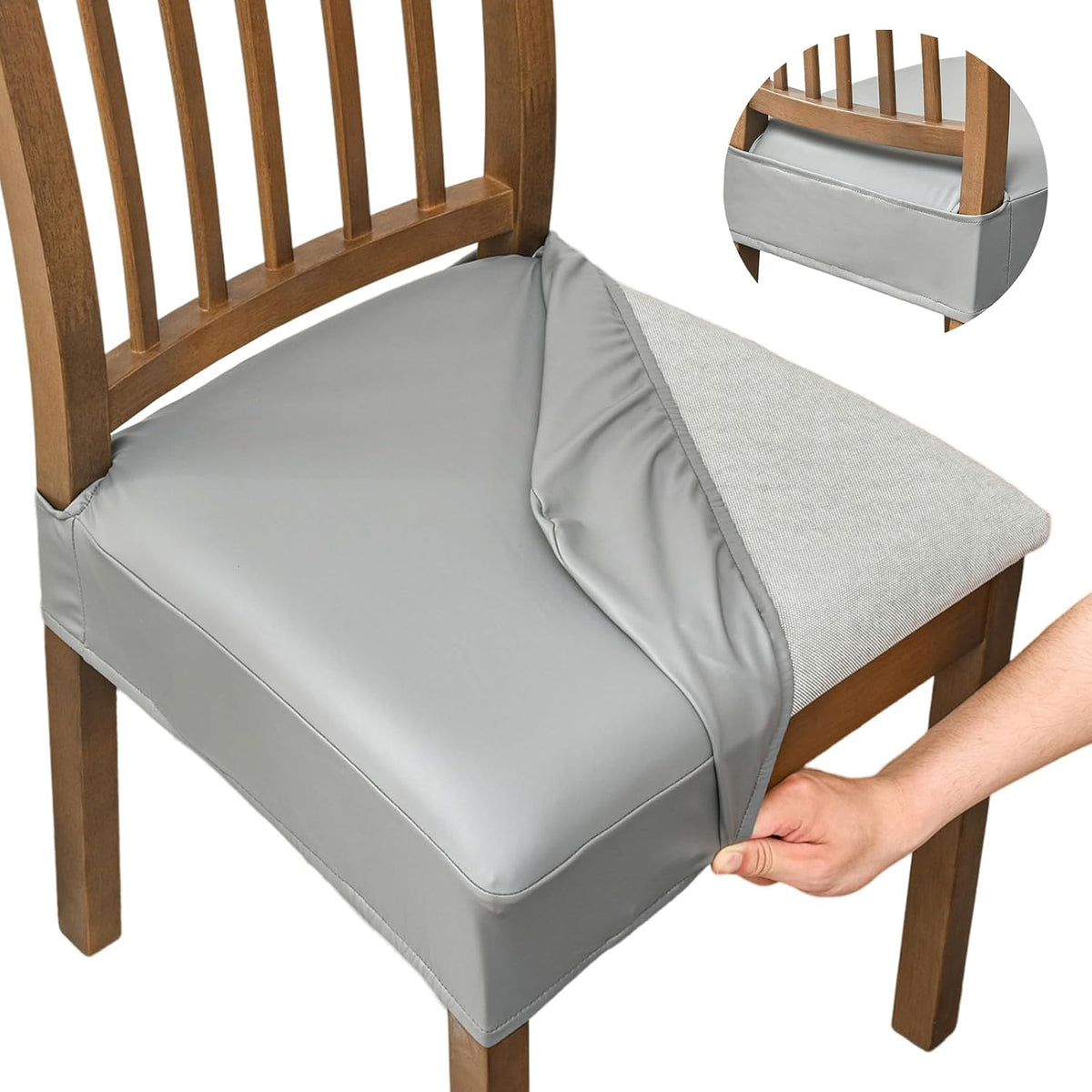 Fundas de asiento impermeables para sillas de comedor, paquete de
