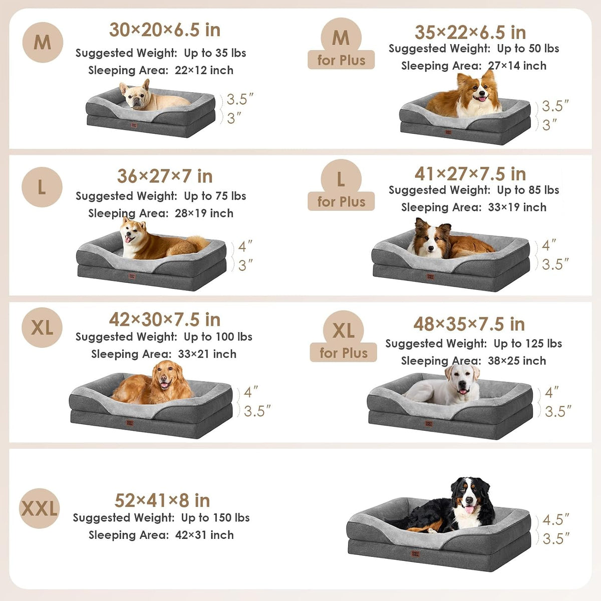 EHEYCIGA - Cama ortopédica XL para perros grandes, sofá de espuma viscoelástica para perros, color gris