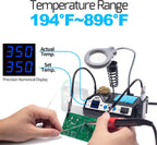 Kit de estación de soldadura WEP 927-IV de alta potencia de 110 W con 3 canales preestablecidos, modo de suspensión, lupa LED, 5 puntas de soldadura adicionales, limpiador de puntas, 2 manos de ayuda