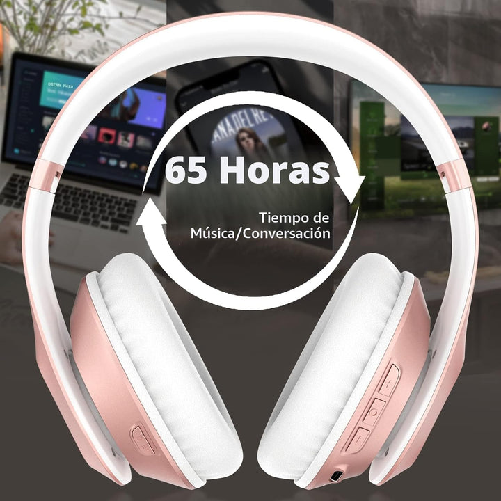 Glynzak Auriculares inalámbricos Bluetooth sobre la oreja 65 horas...