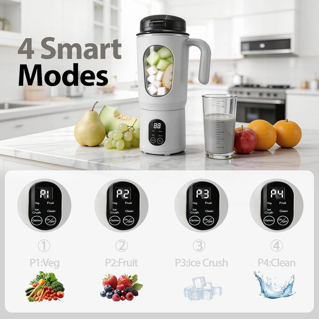 Licuadora portátil para batidos, 580ML USB-C recargable Juicer Cup (blanco)