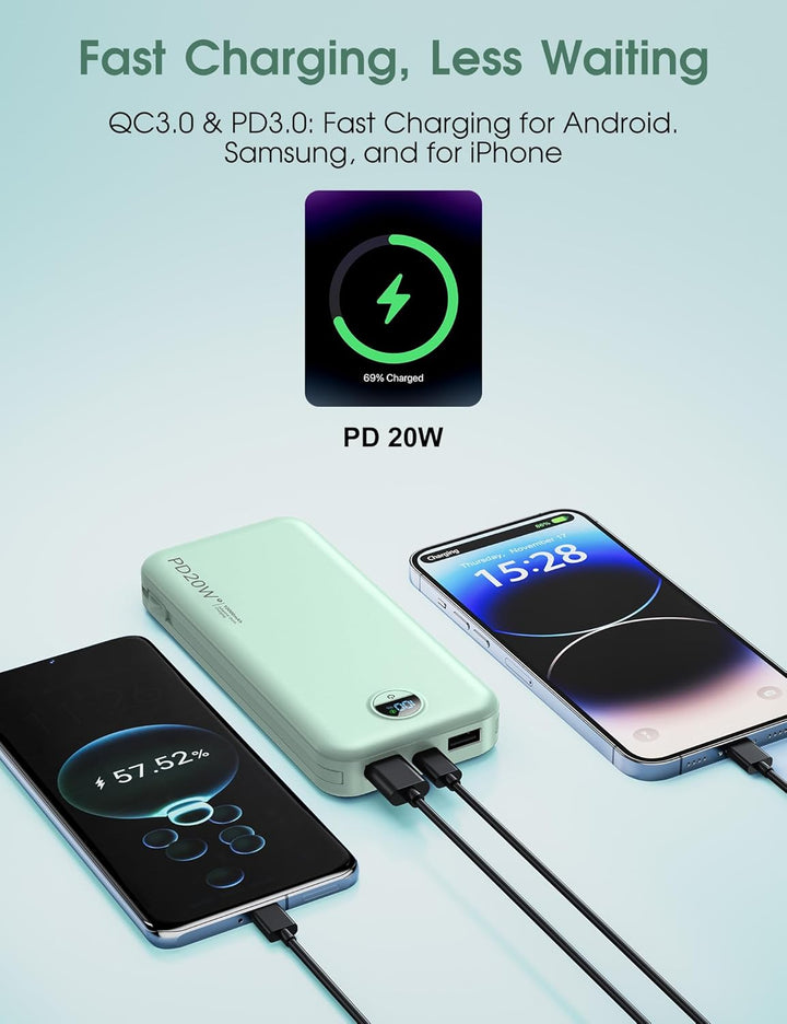 Banco de energía portátil, cargador de teléfono PD20W de 10000 mAh...