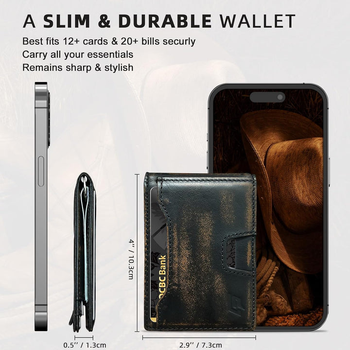 ECOZATU Billetera minimalista delgada para hombre - Billetera con c...
