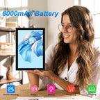 IWEGGO Tablet Android 15, 10 pulgadas 18 GB RAM+128 GB ROM/2TB tableta expandible, Negro